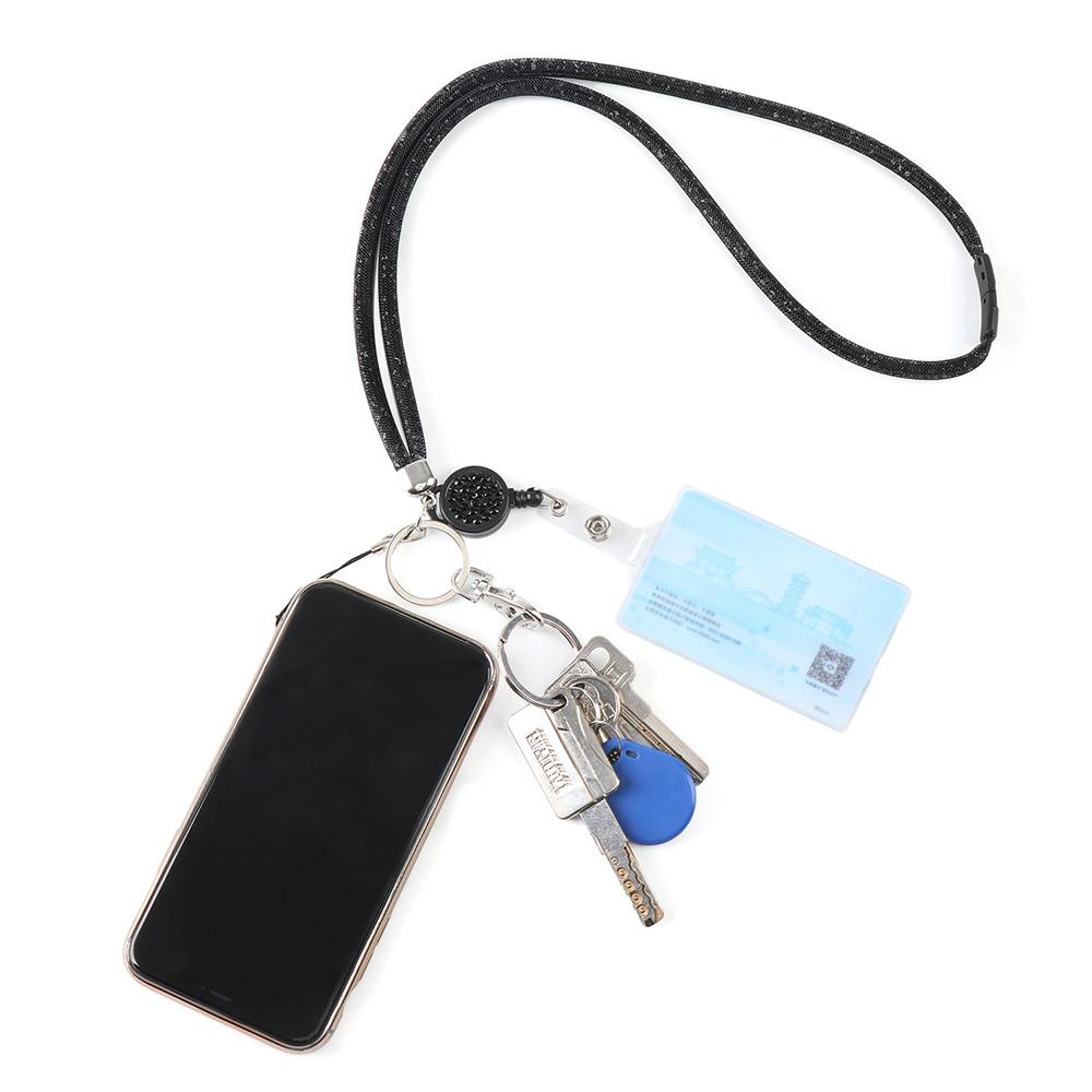 Брелок-рулетка, держатель для карт, инкрустированный кристаллами, безопасная застежка, держатель для бейджа, шнурок для ID-карты, шейный ремешок