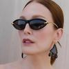 Винтажные солнцезащитные очки «кошачий глаз» с узкими дужками для женщин, новая модная модель, сплав, градиентные черные, элегантные солнцезащитные очки, женские очки для вождения, защита от УФ-излучения UV400