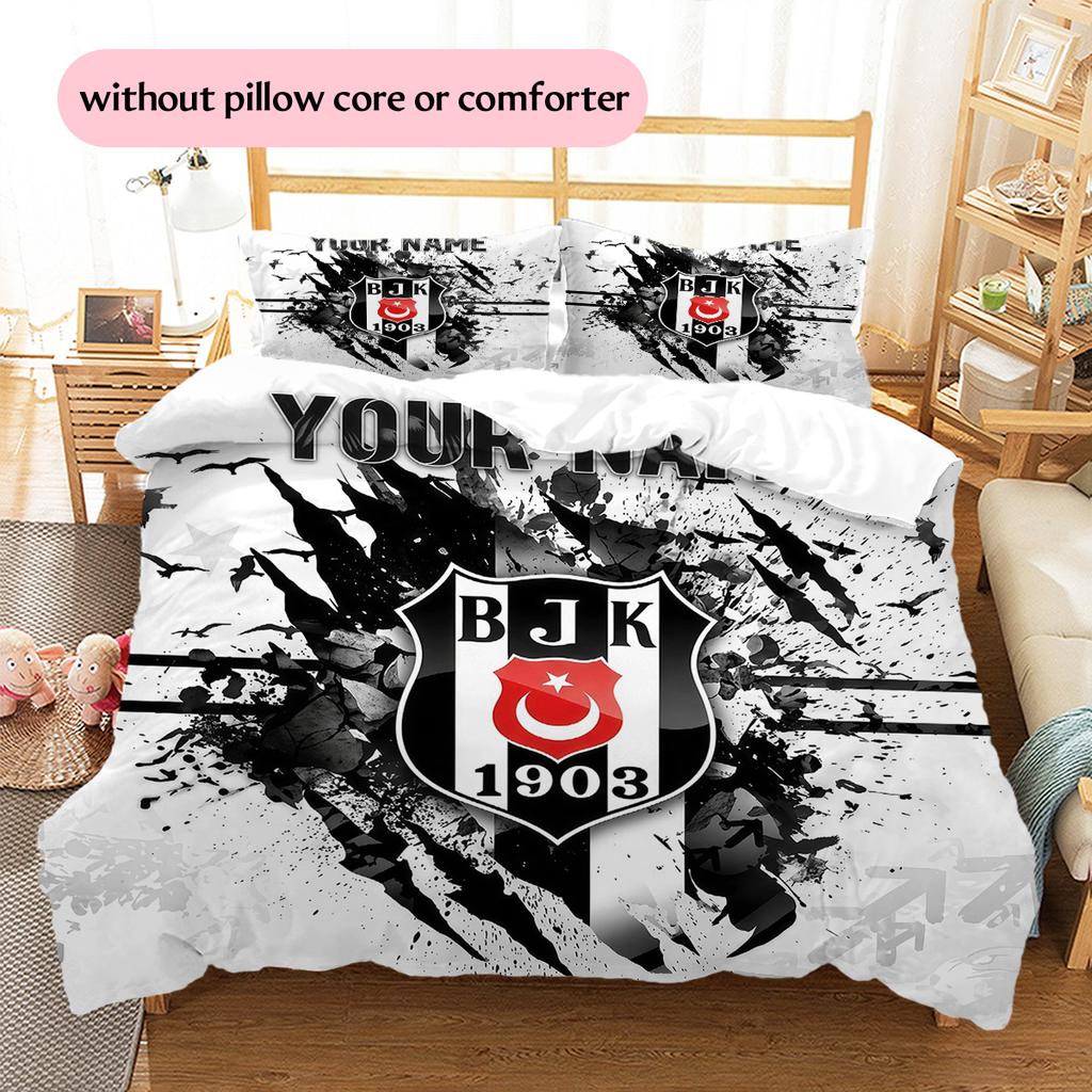 Custom Name Besiktas Pattern Bedding Quilt Set Home Decoration Gift (1 * duvet cover + 2 * pillowcase without core)