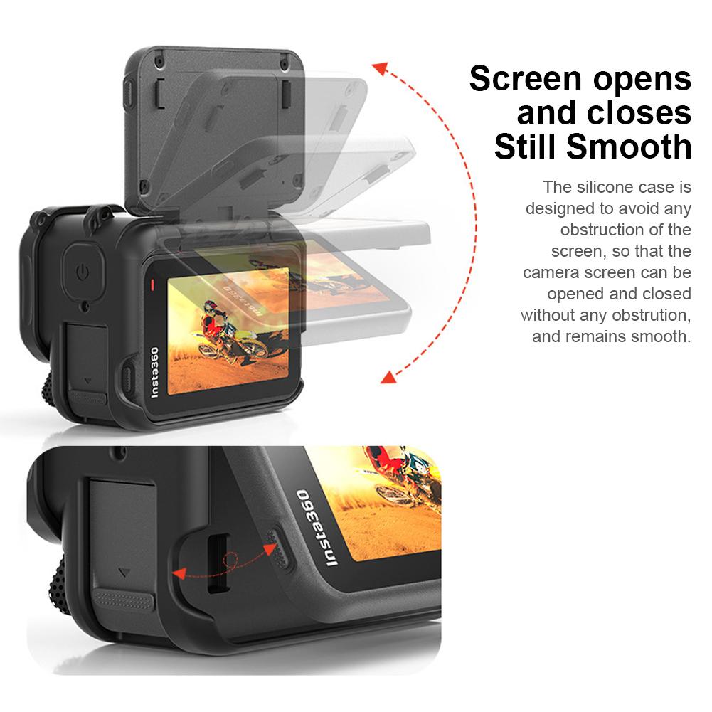 Для Insta360 Ace Pro 2 Силиконовый защитный чехол Противоударный мягкий силиконовый чехол Силиконовый чехол/Ремешок от потери/Шейный ремешок/Крышка для объектива