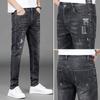 Thin New Jeans Black Men's Trousers Broken Jeans Trend Casual Trousers