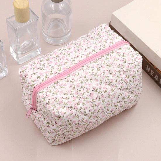 Косметичка с цветочным принтом, большая емкость, на молнии, портативная, многофункциональная, для женщин и девочек, дорожная губная помада, косметический органайзер для туалетных принадлежностей, сумка