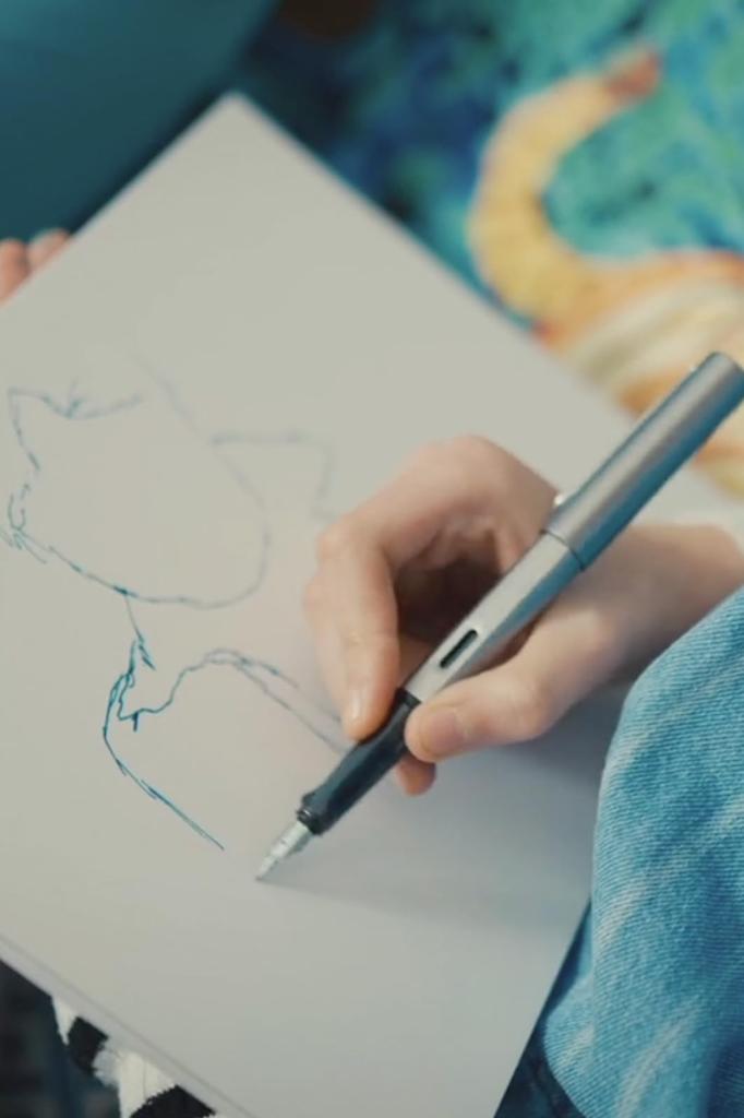 Lamy Graphite Fountain Pen Ergonomic Grip and Black Steel Nib Size F Lightweight Aluminum Body LAMY T 10 Blue Cartridge Included AL-star - - - -