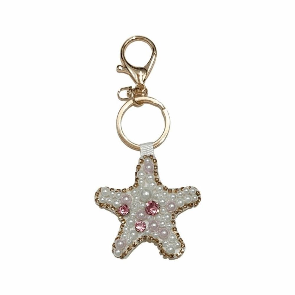 Hand Sewn Beaded Keychain Rhinestone Sequin Applique Bag Lanyard New Beaded Pendant for Bag Charm