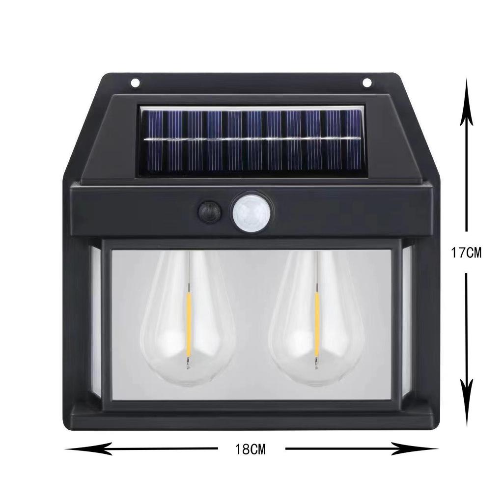 Настенный светильник на солнечной батарее Douyin: Наружное обнаружение человека, Ночной декор двора виллы с вольфрамовой нитью
