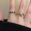 Черное жемчужное цветочное ретро-кольцо класса люкс с открытым креплением - нишевый холодный стиль дизайна для указательного пальца