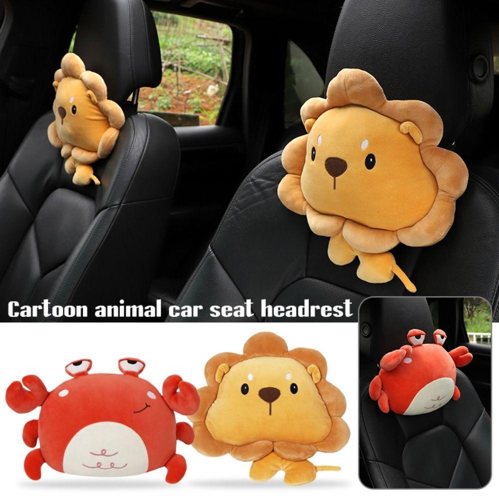 Cartoon Lion Lion Plush Car Neck Pillow Crab Car Waist Cushion Cute Auto Headrest  Car Accessorie