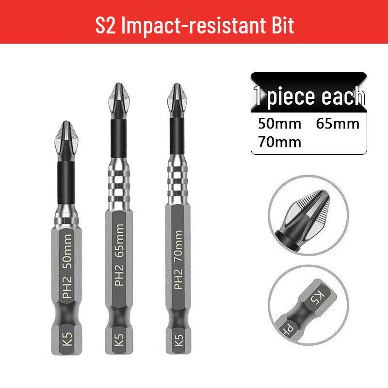 Ударопрочная магнитная крестовая отвертка (бита), противоскользящая, высокая твердость, совместима с электрическими/ручными дрелями и шестигранными пневматическими дрелями