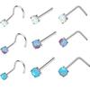 3 Pieces/set Opal Nose Lip Ear Surgical Steel Piercing Nose Screw Stud Ring Body Jewelry