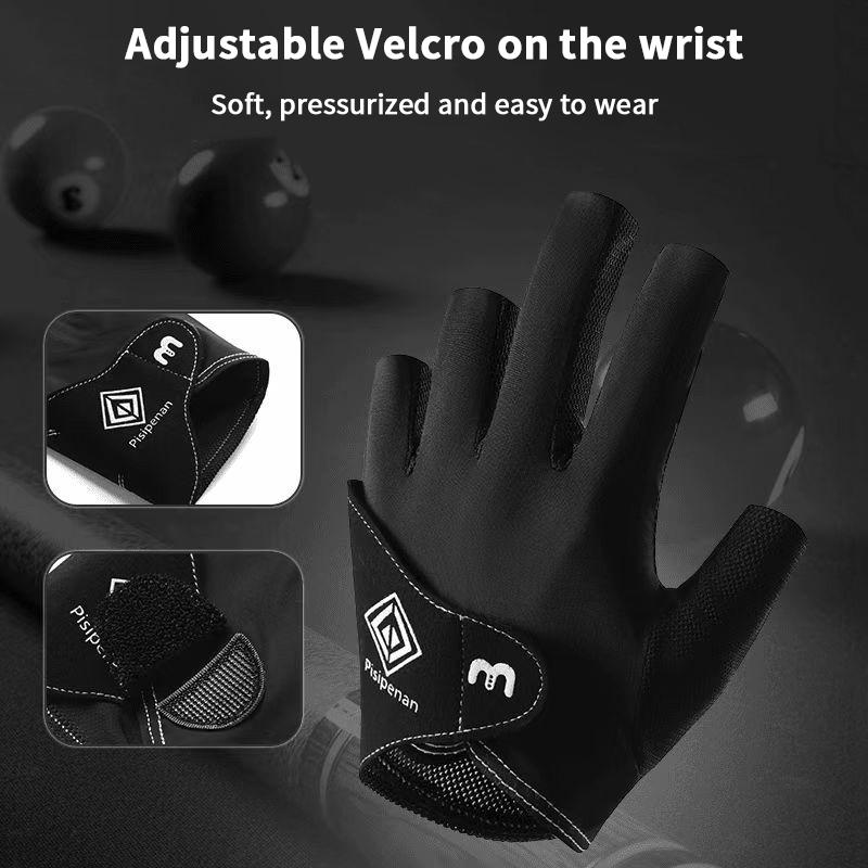 1 шт. Мужские бильярдные перчатки Перчатки для пула 3 пальца открыты для левой руки Противоскользящие Дышащие перчатки для снукера Аксессуары для бильярда