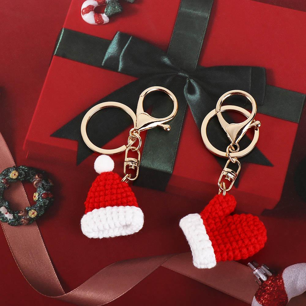 Hat Xmas Christmas Glove Children Gift Christmas Key Chain Women Key Buckle Korean Style Key Ring Handmade Crochet Pendant