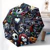 Nightmare Before Christmas,Halloween Automatic Opening and Closing Umbrella - 8-rib Folding Design, Lightweight and Portable, Suitable for D