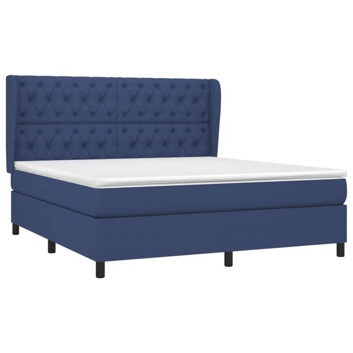 Maison Exclusive - Sommier à lattes de lit avec matelas Bleu 160x200 cm Tissu