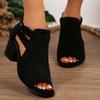 Fashion 2025 New Women Sandals Chunky High Heels Open Peep Toe Women Shoes Buckle Back Zipper