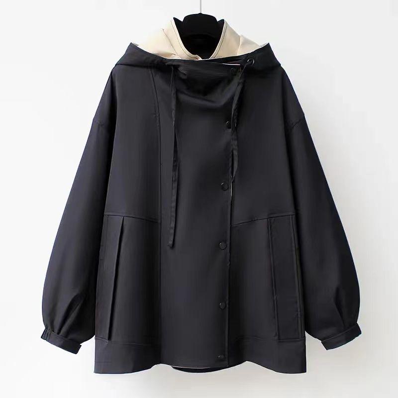 Stylish and Casual Autumn Windbreaker Jacket with Waist Drawstring Coat