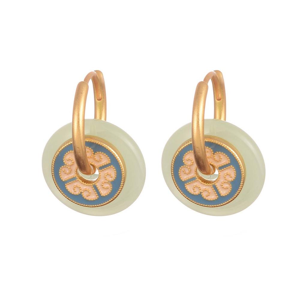 2024 Luxury Enamel Drip Oil Flower Ear Cuffs: Versatile Modern Chinese Style Women's Earrings