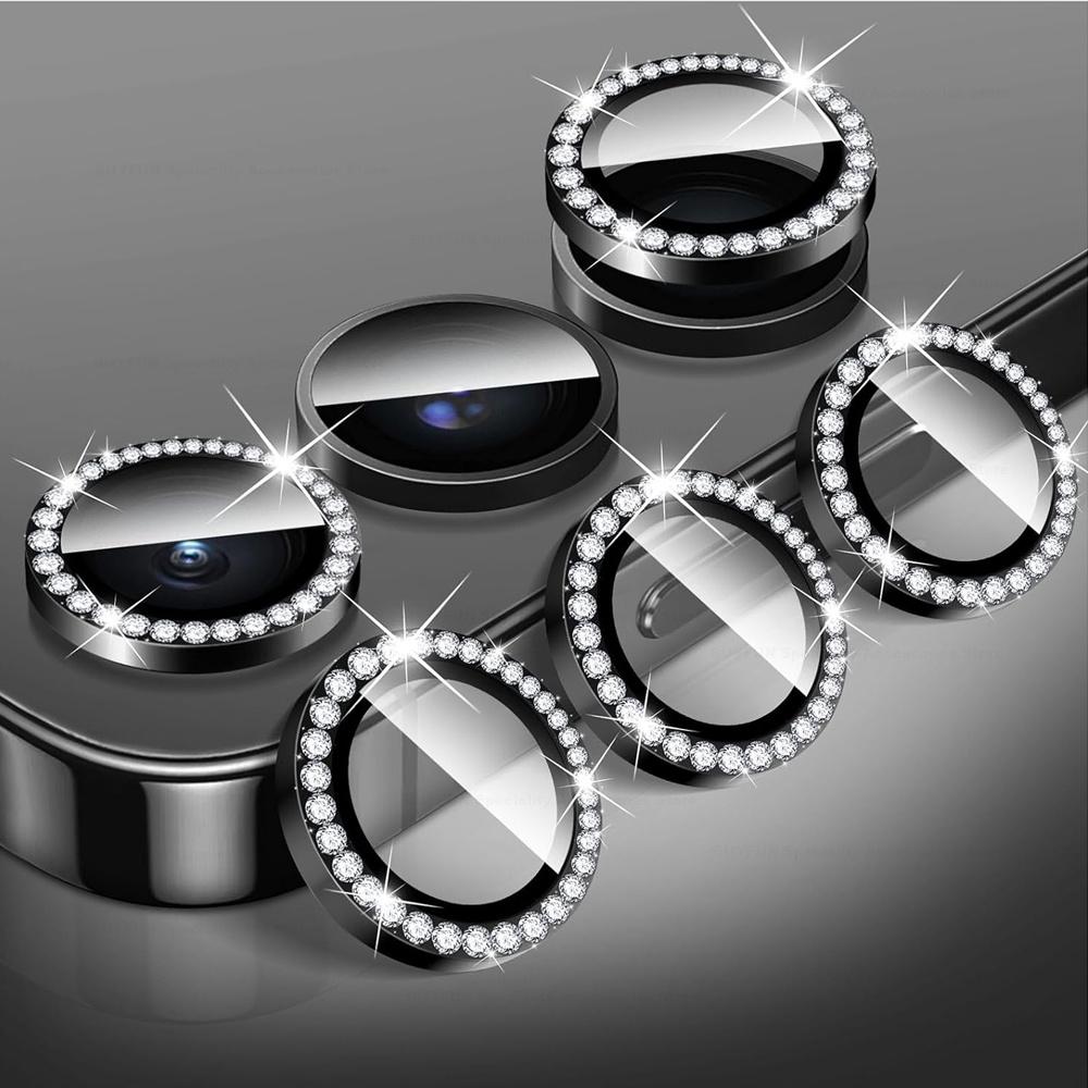 Для Samsung Galaxy A16 4G 5G Diamond Camera Lens Protector Блестящая закаленная стеклянная задняя крышка объектива Алюминиевое металлическое кольцо Galaxy A06