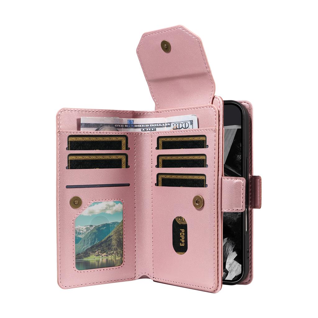 Чехол для Google Pixel 9 Pro/Pixel 9 с держателем для нескольких карт и ремешком, чехол-подставка из ПУ кожи для телефона