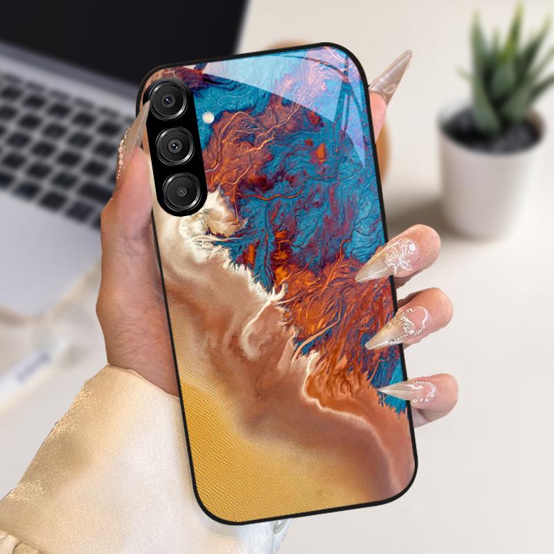 Модный Чехол Для Samsung A55 A56 Чехол A25 A26 Закаленное Стекло Чехол Для Телефона Для Galaxy A15 A35 A36 Жесткий PC Стекло Защитный Fundas