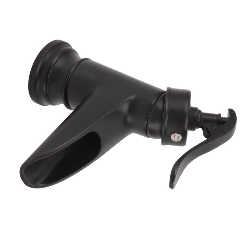 Single Hole Basin Faucet Copper Waterfall Outlet Faucet Toilet Undercounter Cold Hot Tap Black