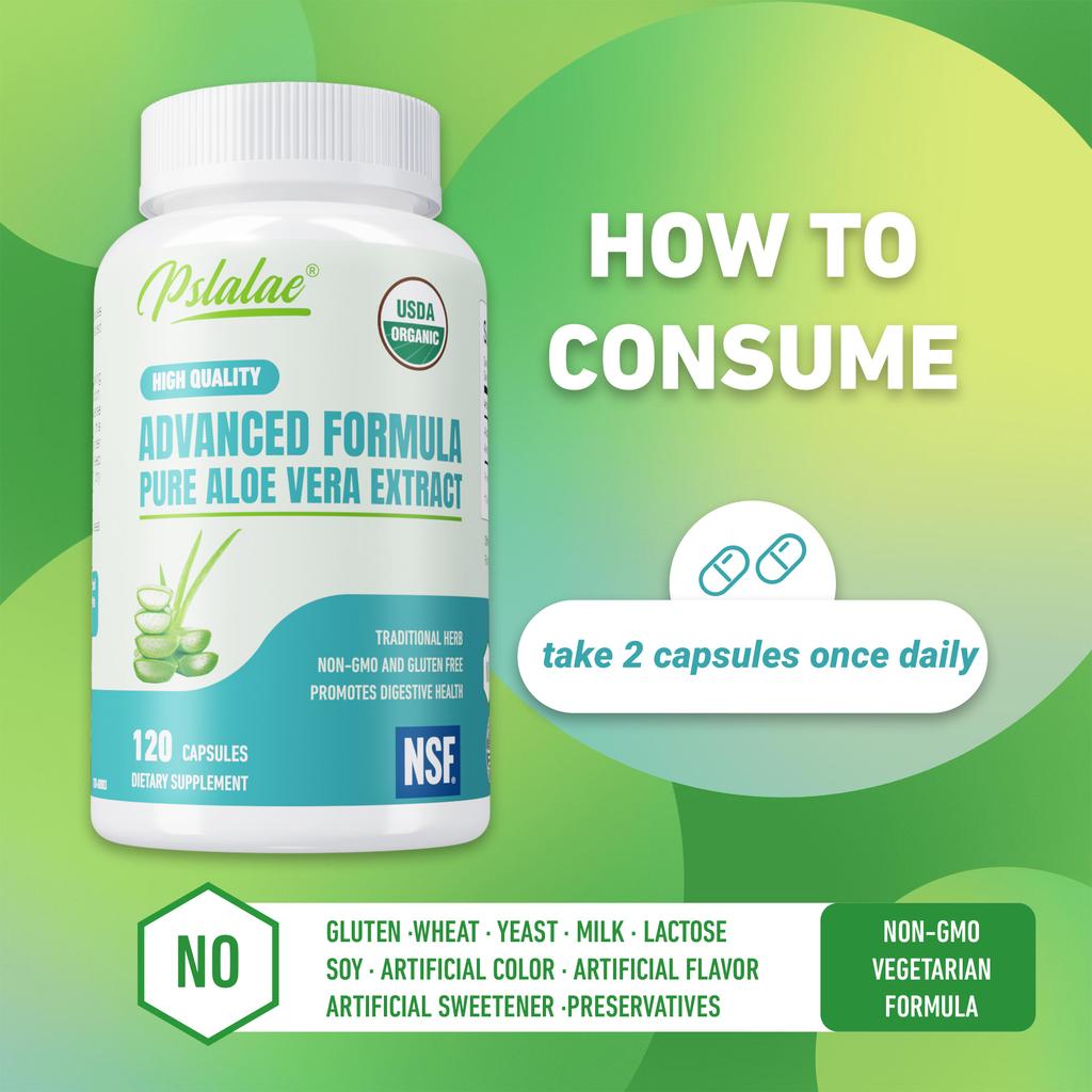 Pslalae Premium Formula, Pure Aloe Vera Extract Capsules, Nutritional Supplement, Suitable for Both Men and Women