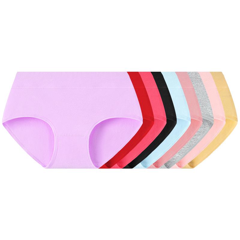 Solid Color Mid-Waist Plus Size Pure Cotton Women's Underwear