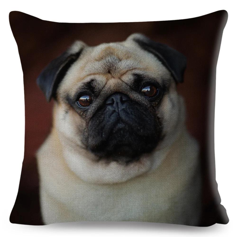Both Sided Pug Dog Print Cushion Cover Decoration Pet Animal Pillow Case for Sofa Home Car Linen Pillowcase 45x45cm