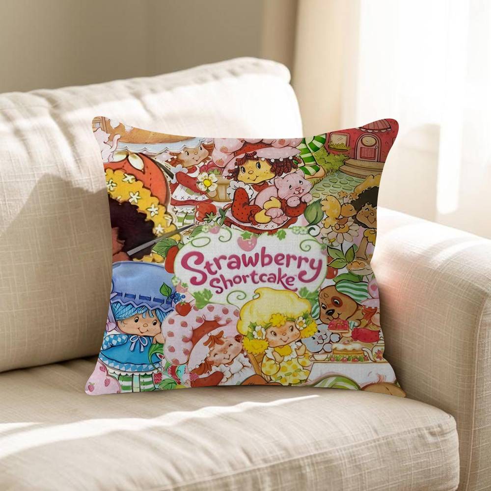 SStrawberry Vintage SShortcake Office Cushion Pillowcase Car Cushion Cover45X45CM Lumbar Pillowcase Sofa Pillowcover