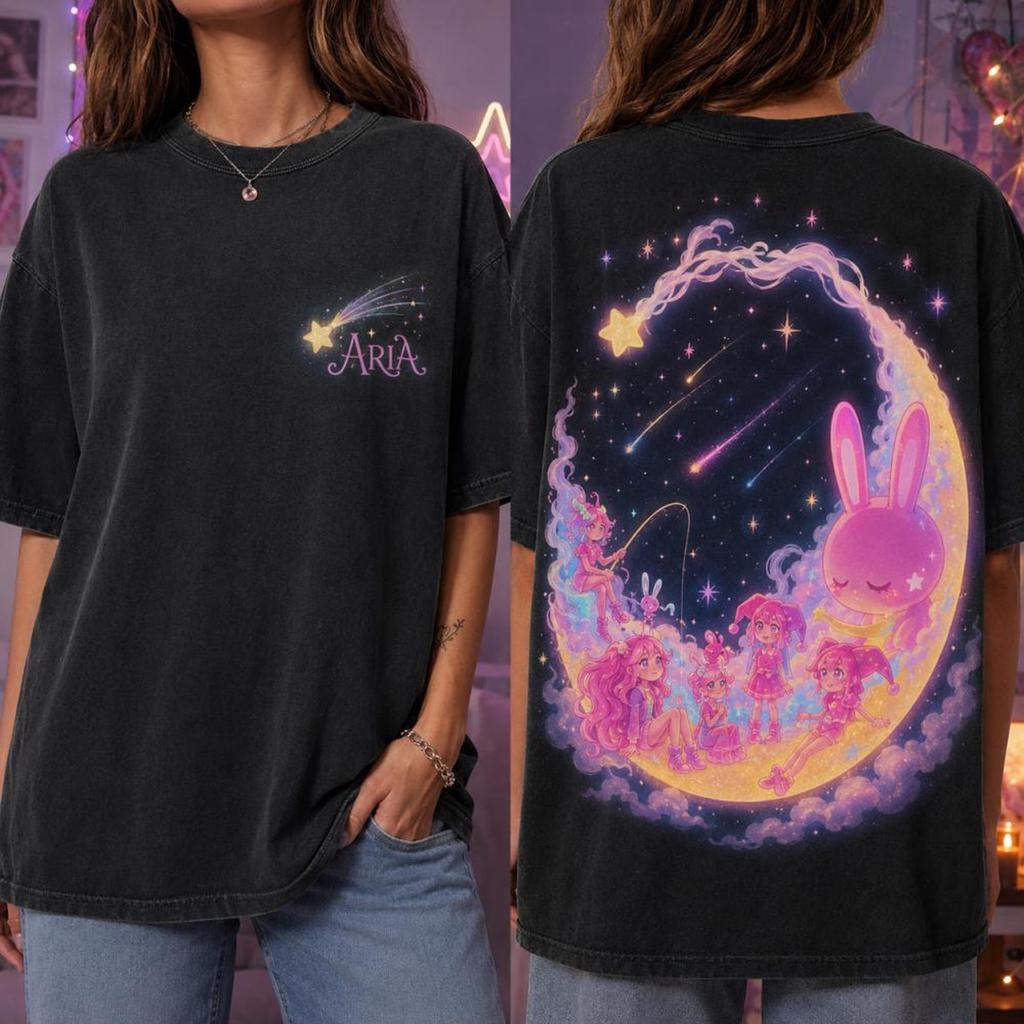 Personalized The Amazing Digital Circus Moon Shirt, Vintage Style TADC Graphic Tee, Retro Cartoon Cosplay Outfit Pomni Jax Kinger Caine Gift