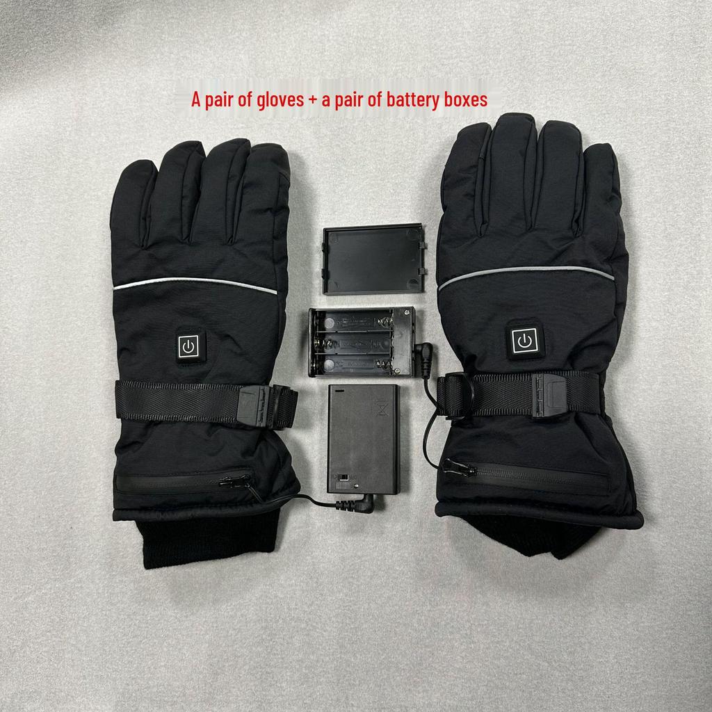 Motorcycle Heated Gloves with Three-Level Temperature Control - Ski Cold-Proof, Thickened, Electric Warmth