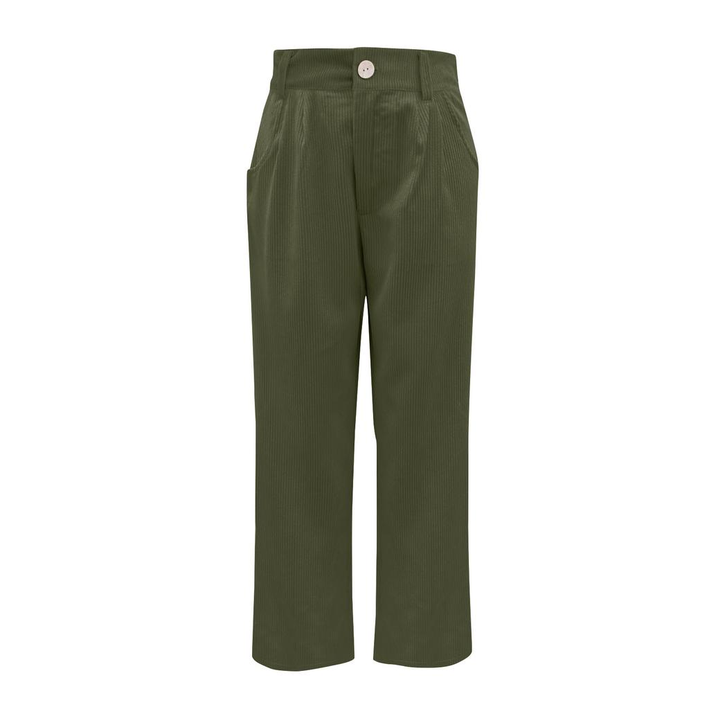 Женские повседневные брюки с высокой талией, однотонные вельветовые свободные прямые брюки для женщин