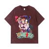 Стиранные футболки 275 г/м² 100% Хлопок One Piece V53 Нами Боа Принт Унисекс Тяжелая Хлопковая Футболка