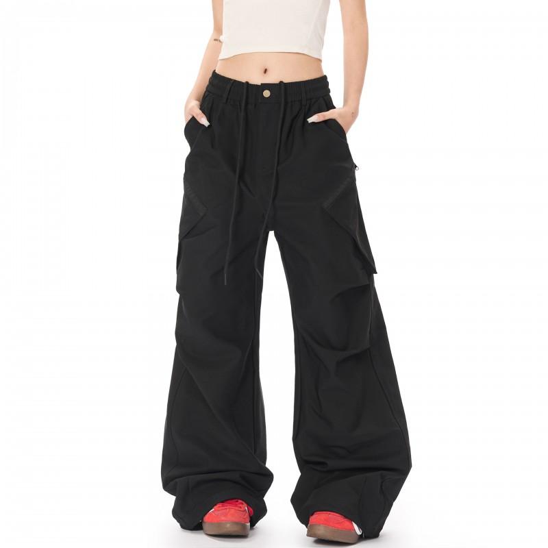 Unisex Wide-Leg Cargo Pants Loose Fit Vintage Utility Trousers Breathable Casual Outdoor Workwear