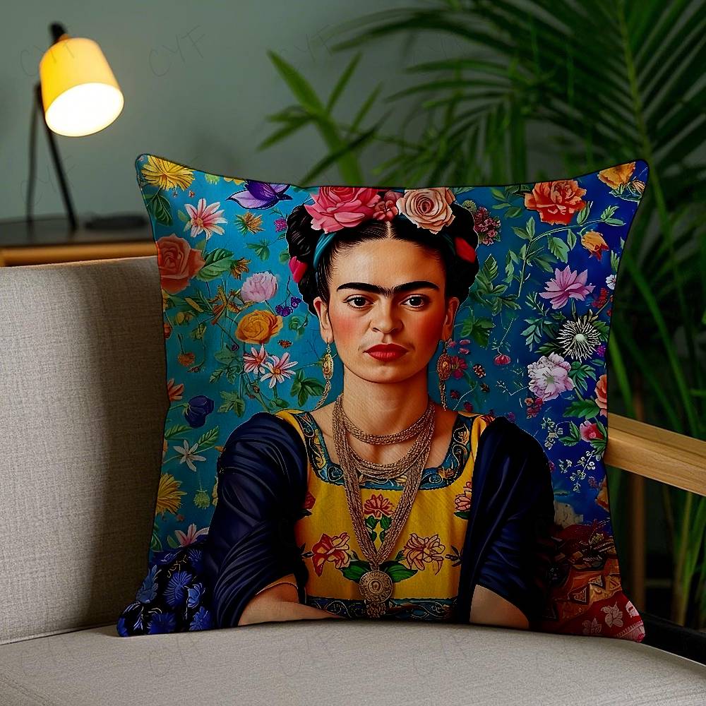 Anime F-Frida K-Kahlo Art Pillow Case Anti-Dustmite Pillowcase Invisible Zipper Silky Short Plush Sofa Cushion Cover