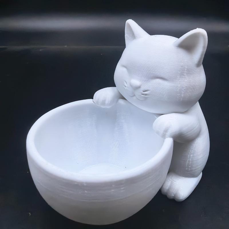 Горшок в форме кошки с дренажными отверстиями 3D-печать Форма обнимающего кота Горшок для суккулентов Цветочные горшки Настольные украшения для офиса