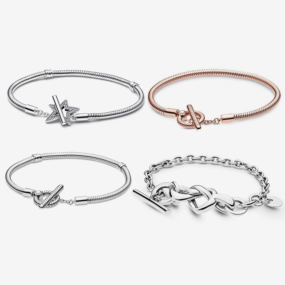 SS925 Стерлингового Серебра Модный Бренд Звезда Т-образный Браслет Для Ювелирных Изделий DIY Женский Подарок На День Рождения