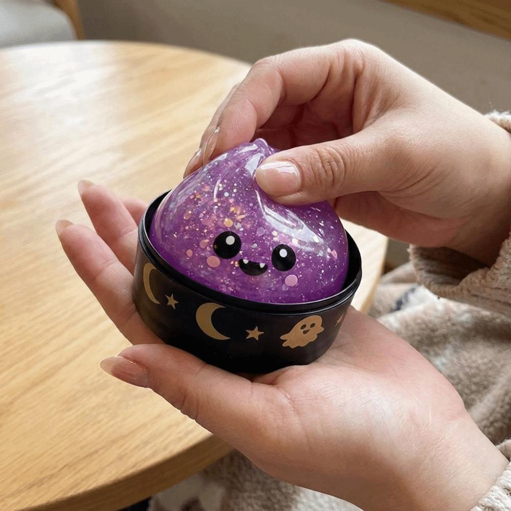 Simulated Steamed Bun Squeeze Toy Glittering Slow Rebound Toy Dumplings Squishy Toy Spooky Ghost