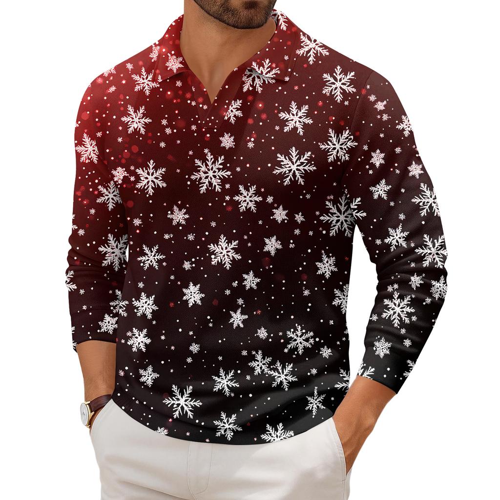 Men's Casual Collared Long-Sleeve Knit Base Layer Top