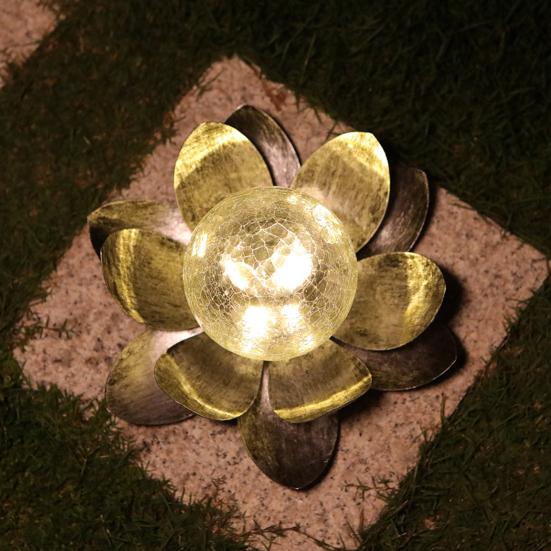 Солнечная лампа Lotus Light, автоматическое включение/выключение IP55, водонепроницаемый беспроводной дизайн, солнечная садовая лампа, украшение для лужайки, патио, улицы
