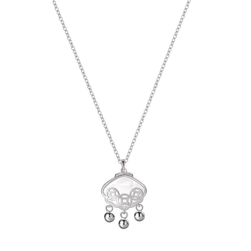 Удача, безопасный замок, ожерелье из халцедона, женский замок долголетия, колокольчик, нишевый дизайн, модная цепочка для свитера с характером