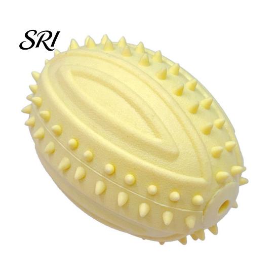 Bite-resistant Toy Dog Teething Toys with Spike Teeth Cleaning Ball Bite-Resistant Rugby Chew Interactive Sound for Small Medium Large Dogs