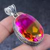Bi-Color Tourmaline Gemstone Handmade 925 Sterling Silver Pendant 2.17" Y2k90