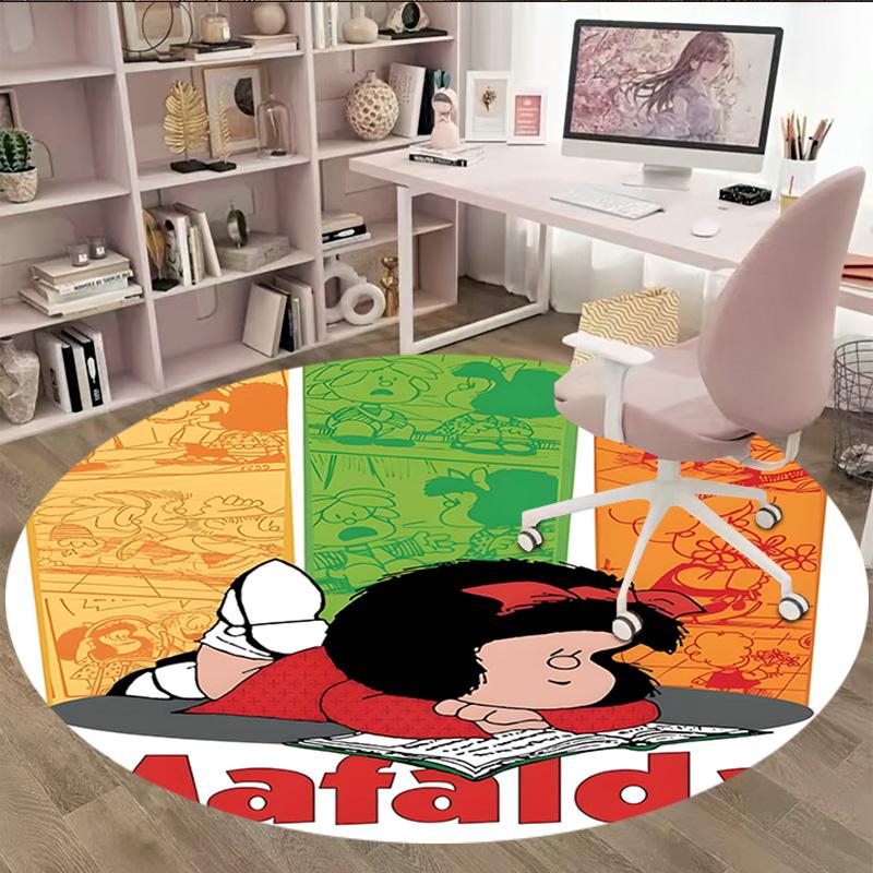 1pc Mafalda1 Print Round Carpet Chair Round Carpet Suitable for Bedroom Living Room Home Decorative Carpet