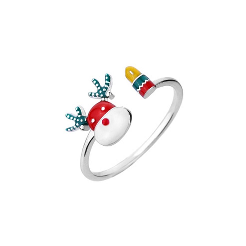 Zinc Zinc Alloy Enamel Elk Ring Dripping Oil Christmas Finger Buckle Unique Decoration
