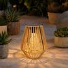 Woven Rattan Solar Lantern, Faux Wicker Hanging Light, Rustic Waterproof Solar Powered Lamp For Garden Patio Porch Decor