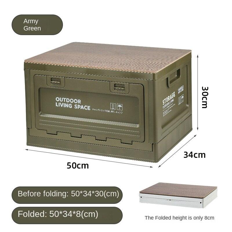 Outdoor Storage Box Folding Box Camping Organizing Box Clothing Trunk Removable Wooden Lid Storage Box