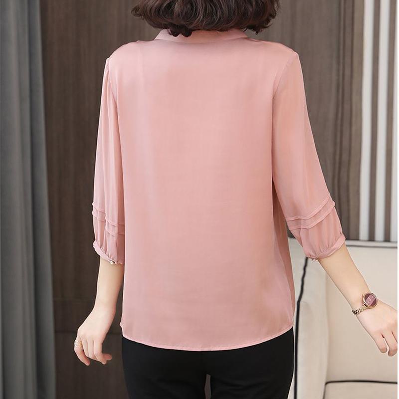 Shirt Women's Fashion Small Shirt Middle Age Loose Thin Medium Sleeve Top Women's Shirt Fashion