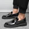 Fashion Men's Casual Synthetic Leather Shoes 2024 Autumn Korean Versatile British Loafers Thick Sole Comfortable Anti Slip Work Shoes
