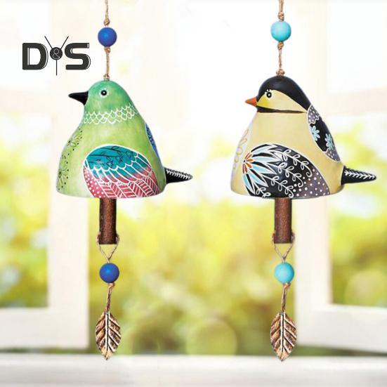 Bird Song Bell Hanging Decoration Spring Resin Bird Wind Chime Outdoor Garden Courtyard Colorful Bird Ornament Pendant Christmas Birthday Gift