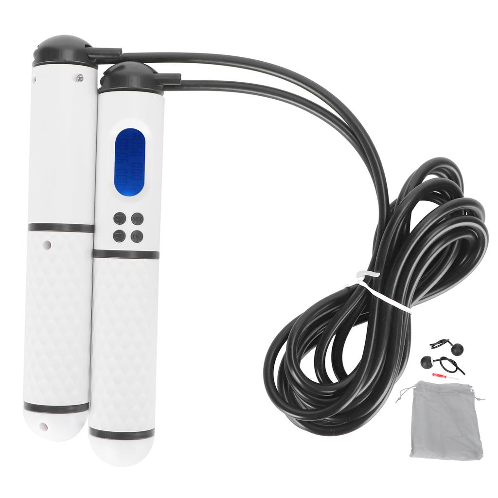 Skipping Rope Intelligent Electronic Counting Exercise Jumping Rope Fitness Equipment(White Black )